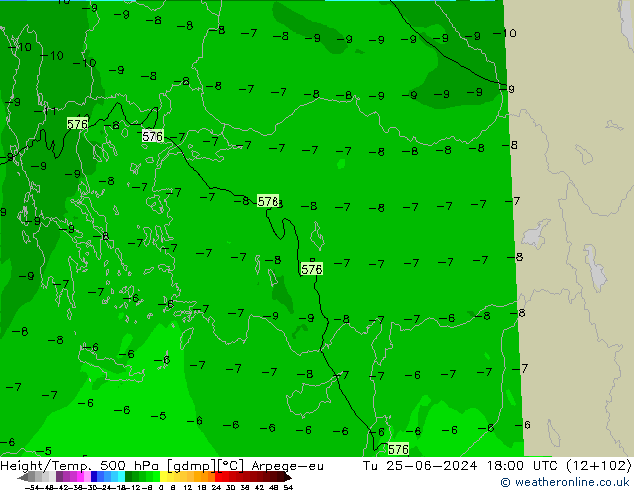 Height/Temp. 500 hPa Arpege-eu mar 25.06.2024 18 UTC