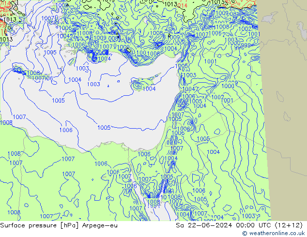 Atmosférický tlak Arpege-eu So 22.06.2024 00 UTC