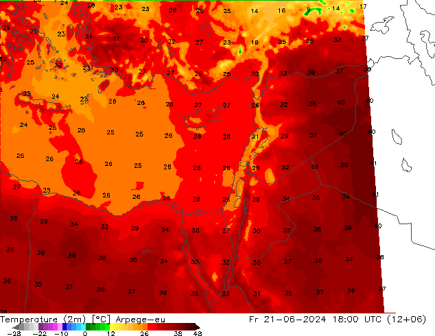 Temperature (2m) Arpege-eu Fr 21.06.2024 18 UTC