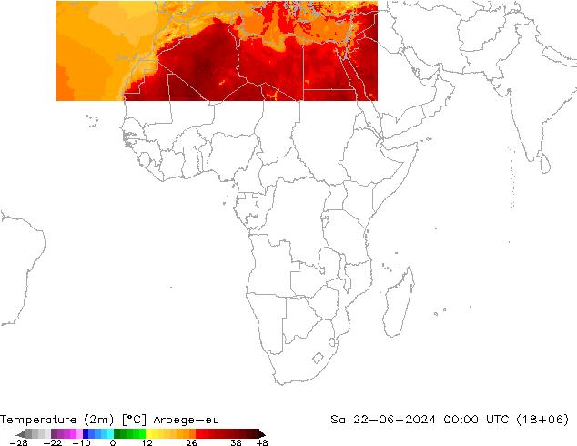 Temperature (2m) Arpege-eu So 22.06.2024 00 UTC