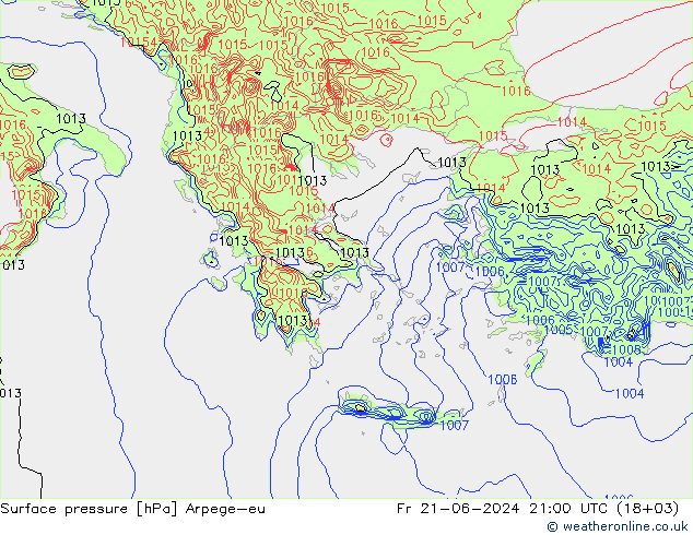 Surface pressure Arpege-eu Fr 21.06.2024 21 UTC