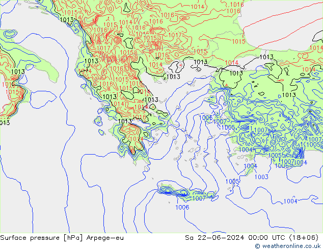 Yer basıncı Arpege-eu Cts 22.06.2024 00 UTC