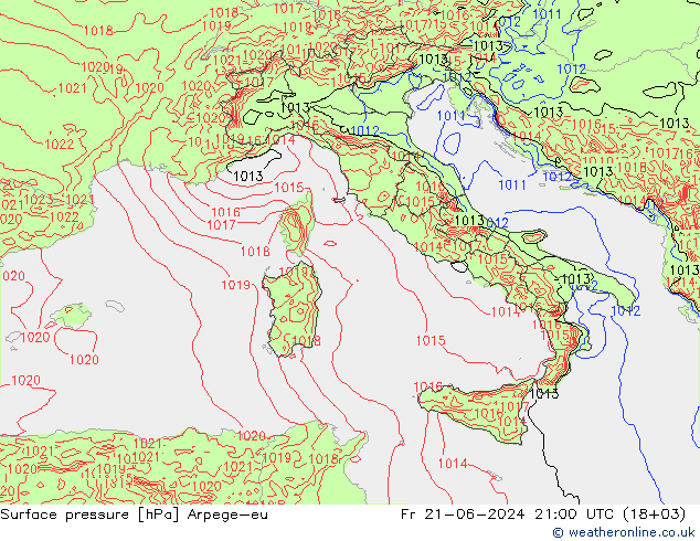 pression de l'air Arpege-eu ven 21.06.2024 21 UTC