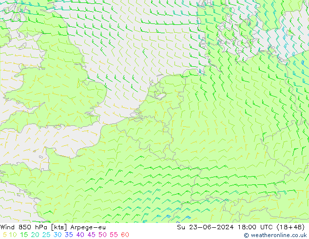 Rüzgar 850 hPa Arpege-eu Paz 23.06.2024 18 UTC