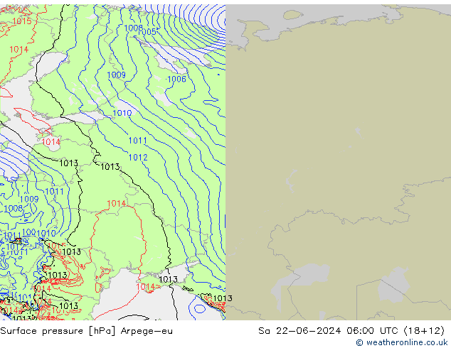 приземное давление Arpege-eu сб 22.06.2024 06 UTC