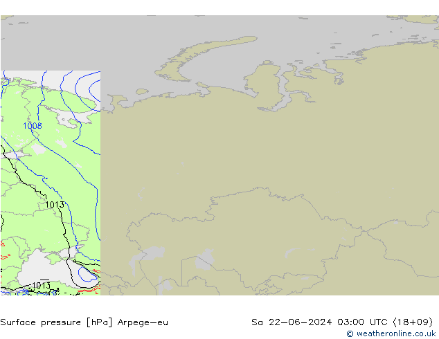 Surface pressure Arpege-eu Sa 22.06.2024 03 UTC