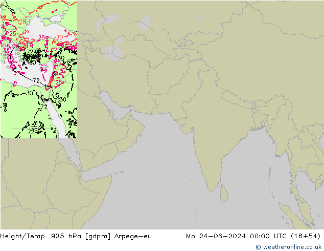 Height/Temp. 925 hPa Arpege-eu pon. 24.06.2024 00 UTC