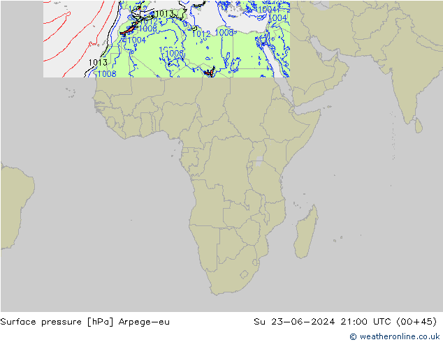 Bodendruck Arpege-eu So 23.06.2024 21 UTC