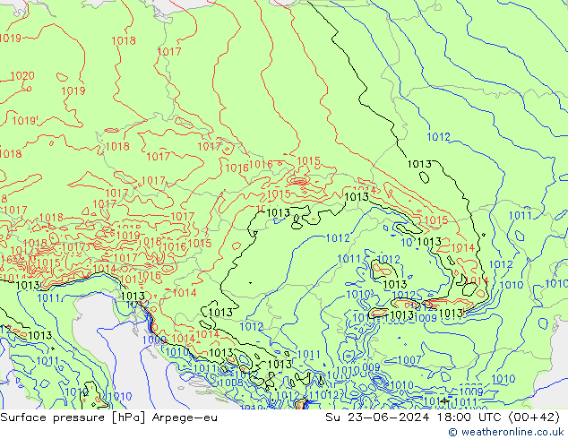 Surface pressure Arpege-eu Su 23.06.2024 18 UTC