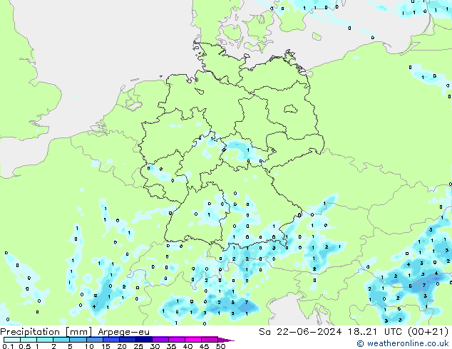 Precipitación Arpege-eu sáb 22.06.2024 21 UTC