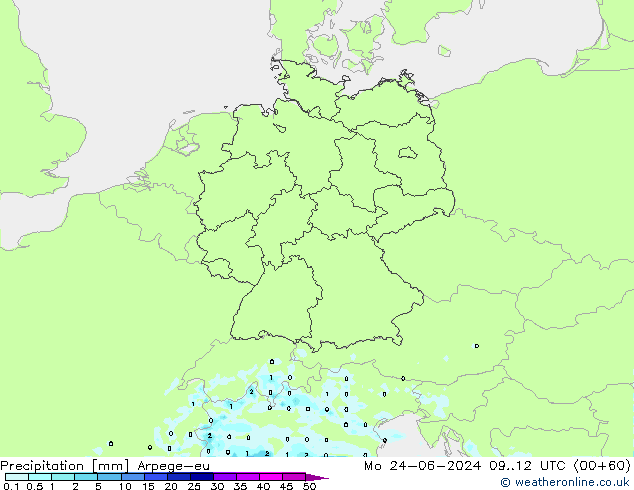 Precipitation Arpege-eu Mo 24.06.2024 12 UTC