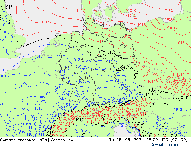 Bodendruck Arpege-eu Di 25.06.2024 18 UTC