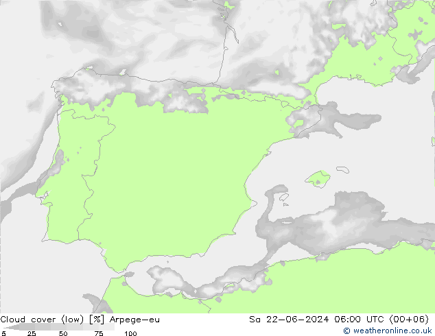 zachmurzenie (niskie) Arpege-eu so. 22.06.2024 06 UTC