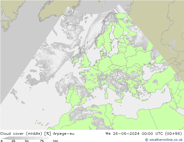 Nubes medias Arpege-eu mié 26.06.2024 00 UTC