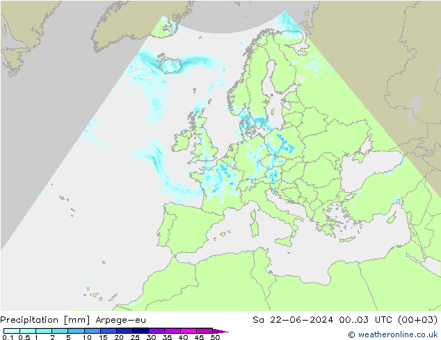 降水 Arpege-eu 星期六 22.06.2024 03 UTC