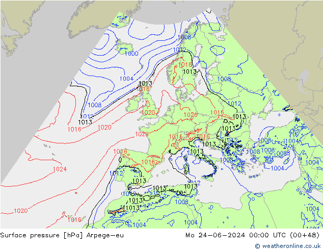 Bodendruck Arpege-eu Mo 24.06.2024 00 UTC