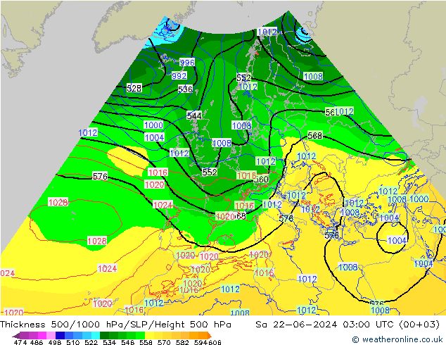 500-1000 hPa Kalınlığı Arpege-eu Cts 22.06.2024 03 UTC