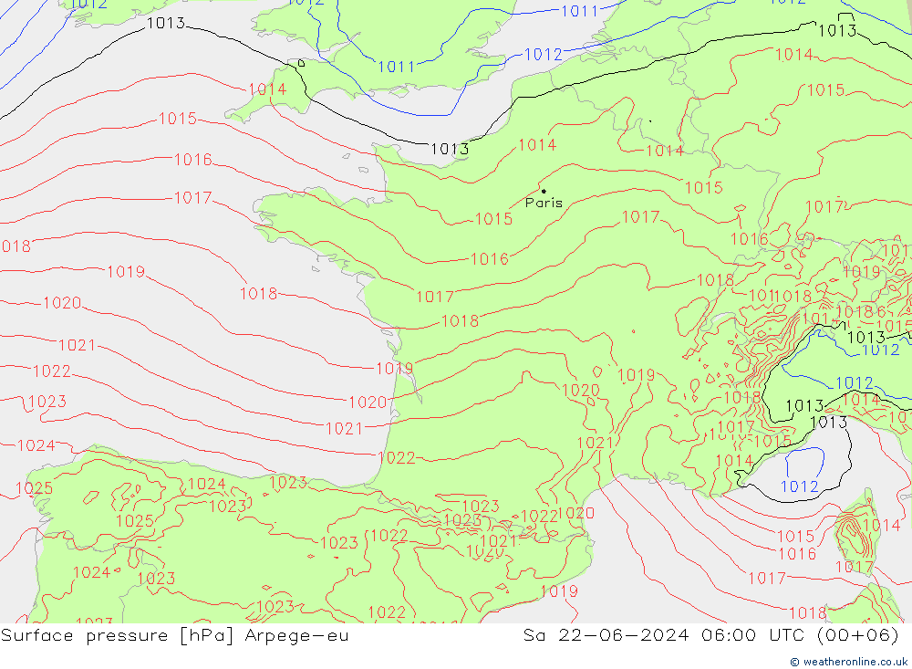 pression de l'air Arpege-eu sam 22.06.2024 06 UTC