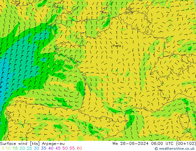 Bodenwind Arpege-eu Mi 26.06.2024 06 UTC