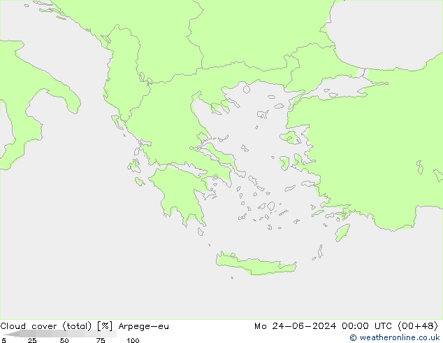 nuvens (total) Arpege-eu Seg 24.06.2024 00 UTC