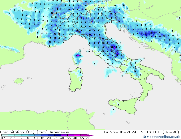 opad (6h) Arpege-eu wto. 25.06.2024 18 UTC