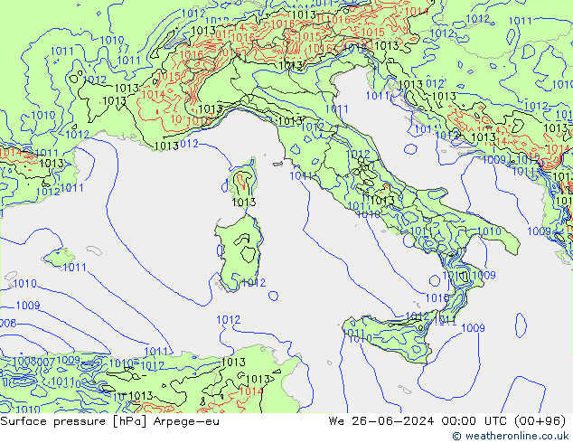 Bodendruck Arpege-eu Mi 26.06.2024 00 UTC