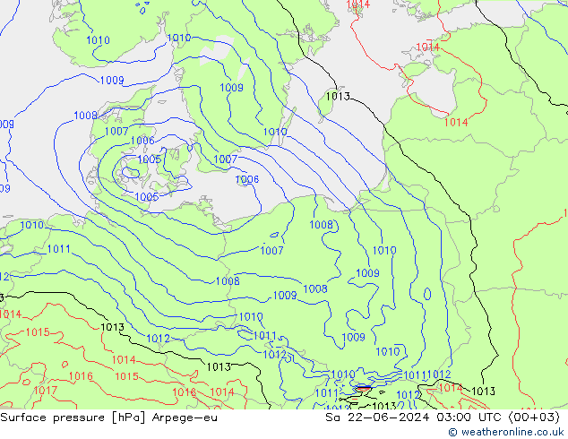 Bodendruck Arpege-eu Sa 22.06.2024 03 UTC