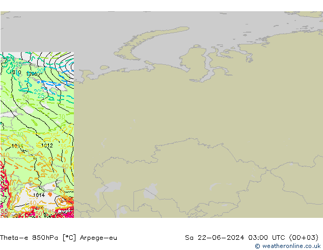 Theta-e 850hPa Arpege-eu sam 22.06.2024 03 UTC