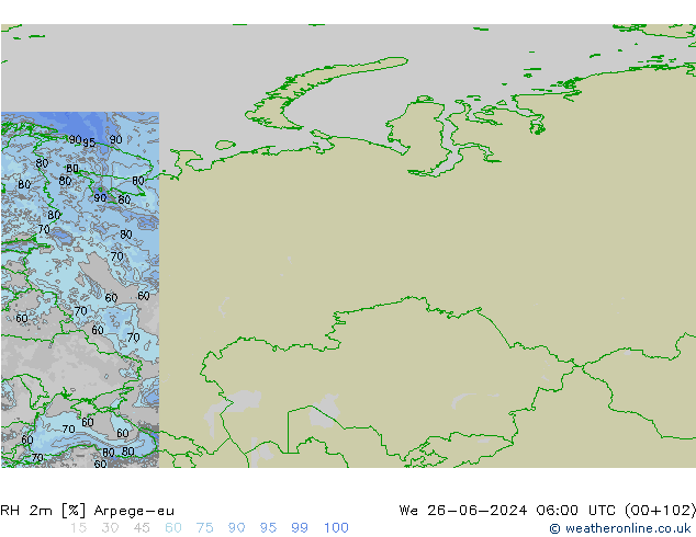 RH 2m Arpege-eu ср 26.06.2024 06 UTC