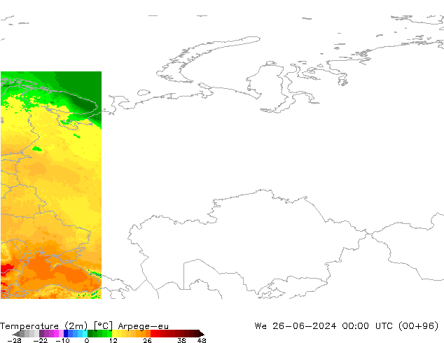 Temperature (2m) Arpege-eu We 26.06.2024 00 UTC