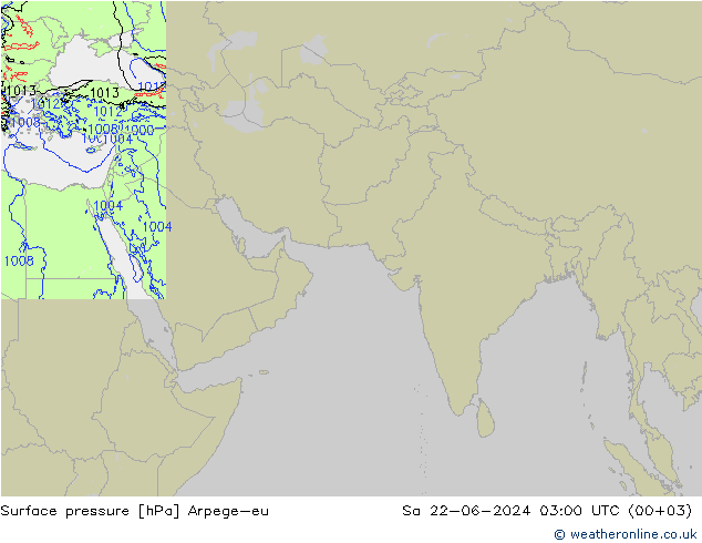 Surface pressure Arpege-eu Sa 22.06.2024 03 UTC