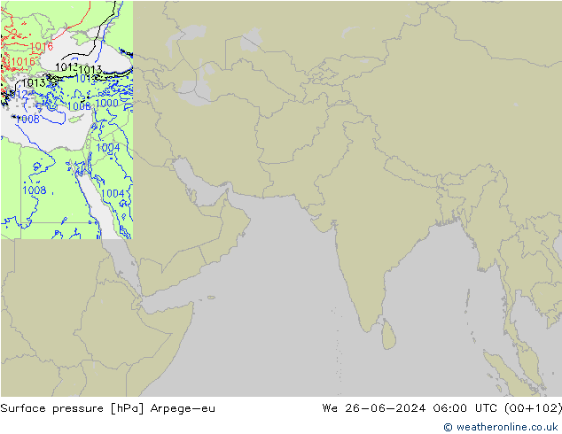 地面气压 Arpege-eu 星期三 26.06.2024 06 UTC