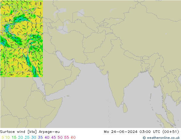 Wind 10 m Arpege-eu ma 24.06.2024 03 UTC