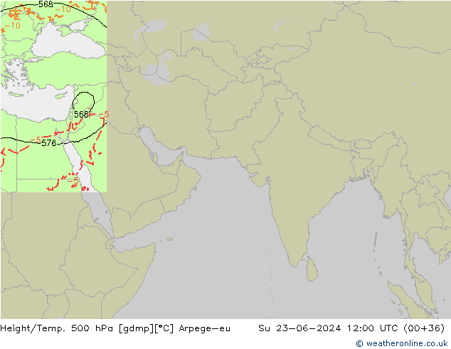 Height/Temp. 500 hPa Arpege-eu nie. 23.06.2024 12 UTC