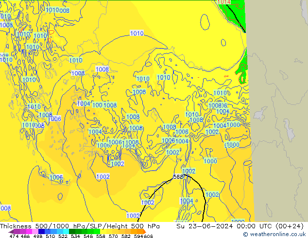 Thck 500-1000hPa Arpege-eu Ne 23.06.2024 00 UTC