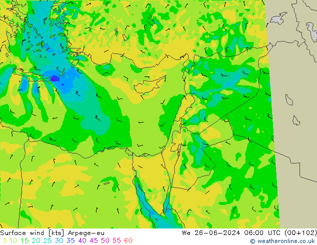 Surface wind Arpege-eu We 26.06.2024 06 UTC