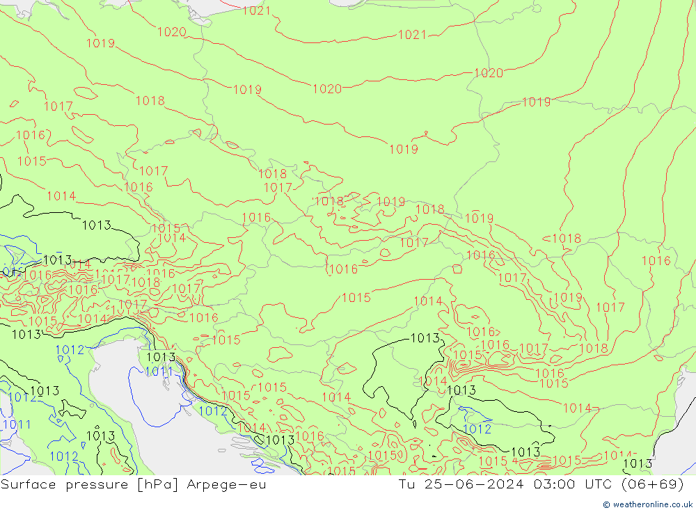 Yer basıncı Arpege-eu Sa 25.06.2024 03 UTC