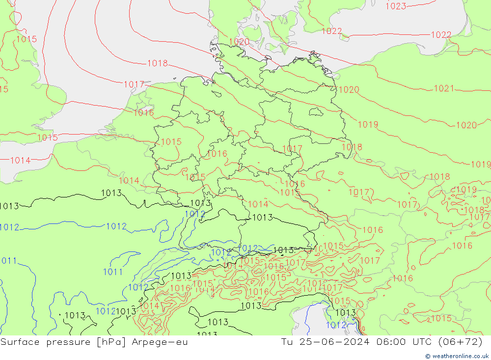 Yer basıncı Arpege-eu Sa 25.06.2024 06 UTC