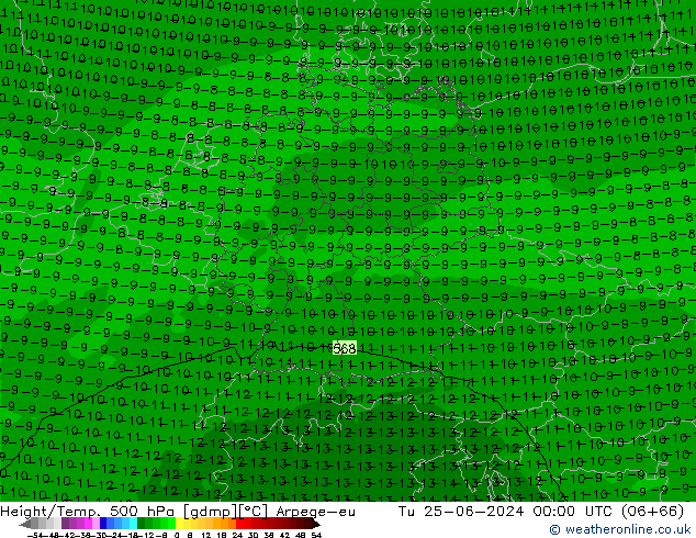 Height/Temp. 500 hPa Arpege-eu Tu 25.06.2024 00 UTC