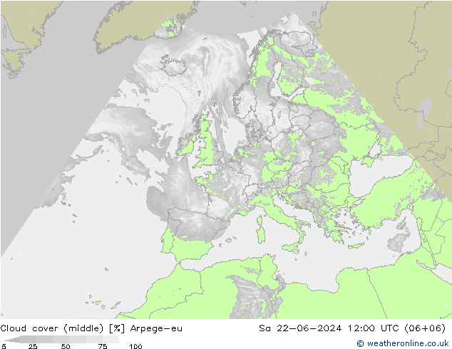 Bewolking (Middelb.) Arpege-eu za 22.06.2024 12 UTC