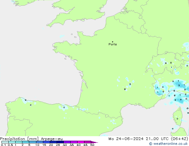 Neerslag Arpege-eu ma 24.06.2024 00 UTC