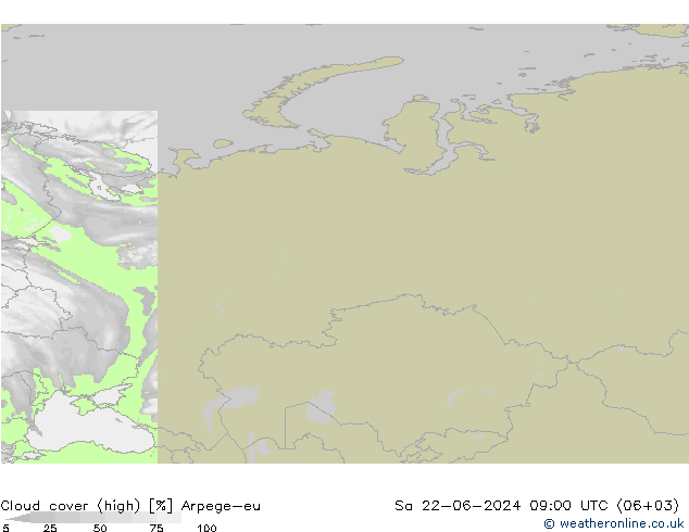 Bewolking (Hoog) Arpege-eu za 22.06.2024 09 UTC