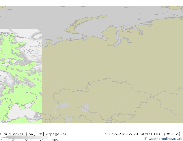 nízká oblaka Arpege-eu Ne 23.06.2024 00 UTC