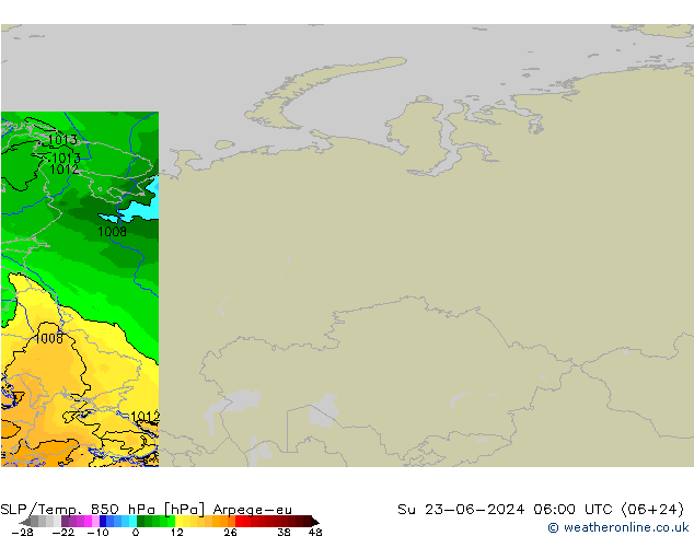 SLP/Temp. 850 hPa Arpege-eu  23.06.2024 06 UTC