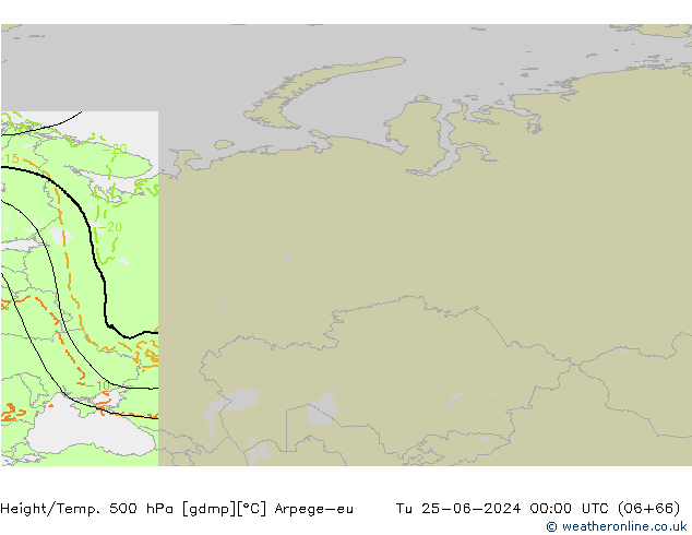 Géop./Temp. 500 hPa Arpege-eu mar 25.06.2024 00 UTC