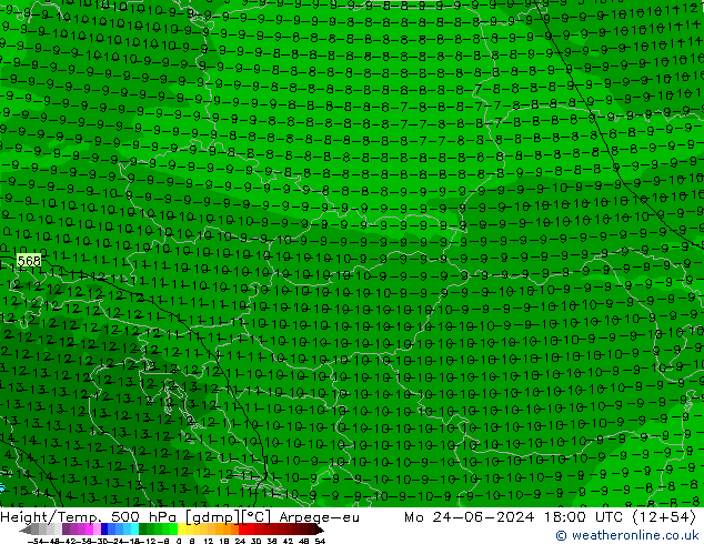 Height/Temp. 500 hPa Arpege-eu Mo 24.06.2024 18 UTC