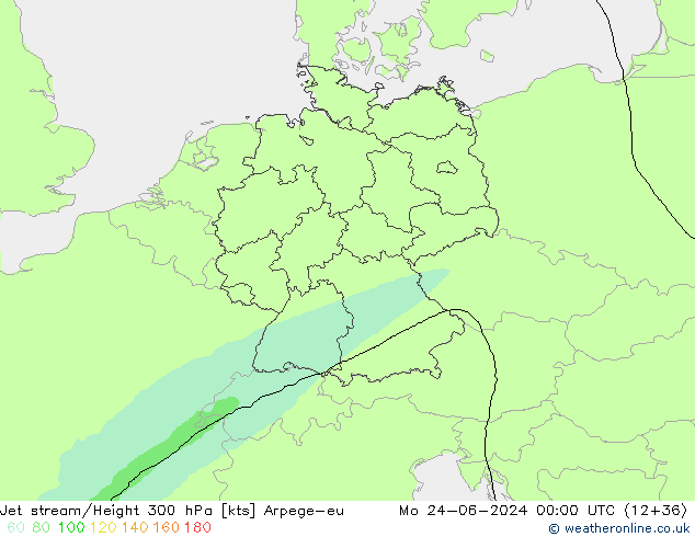 Corriente en chorro Arpege-eu lun 24.06.2024 00 UTC