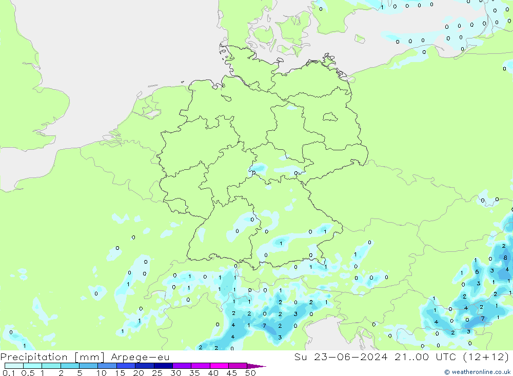 Precipitation Arpege-eu Su 23.06.2024 00 UTC