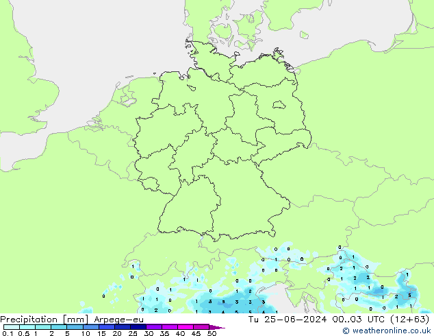 Precipitazione Arpege-eu mar 25.06.2024 03 UTC