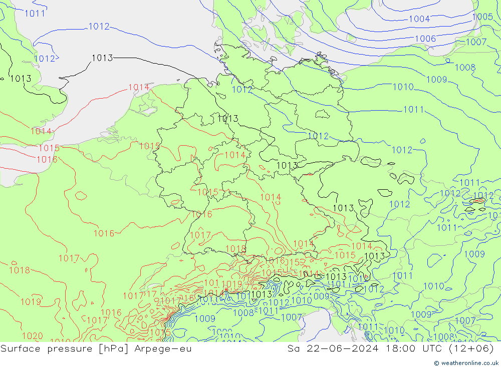 pression de l'air Arpege-eu sam 22.06.2024 18 UTC